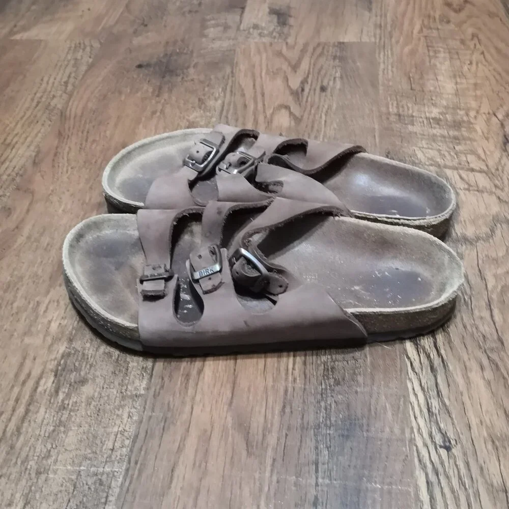 Birkenstock Florida 3 Strap Buckle Leather Sandals Men's 6 Ladies 8‎